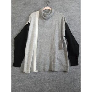 Liz Claiborne XL Turtleneck Color Block Gray Black Sweater Pullover
